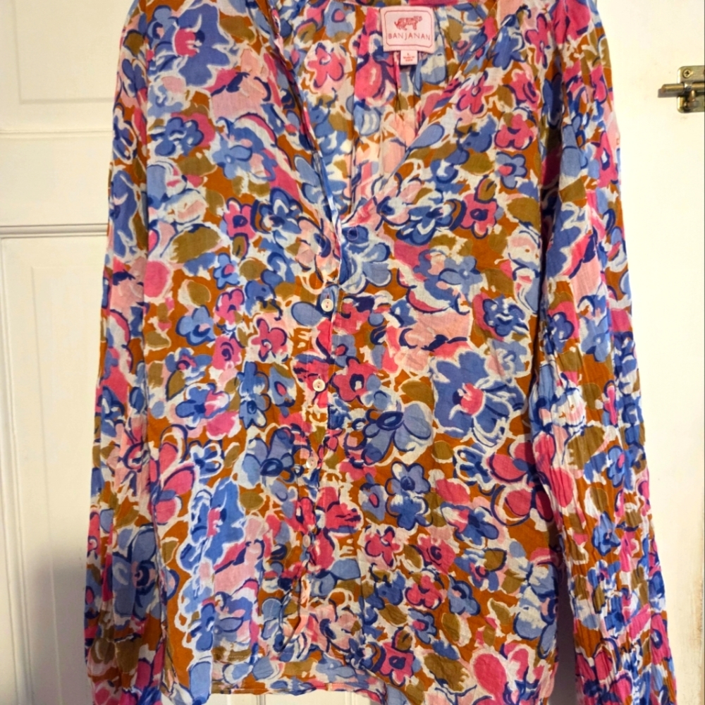 Banjanan Pink and Blue Floral Top